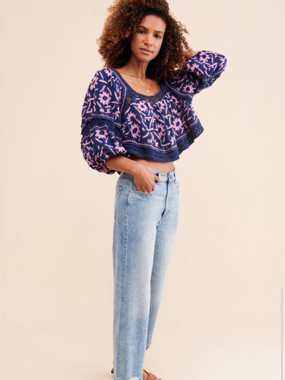 NEW WITH TAGS Free People “Soleil Embroidered Top”, Size Small